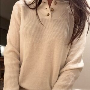 Uniqlo JW Anderson military Henley sweater cream color
